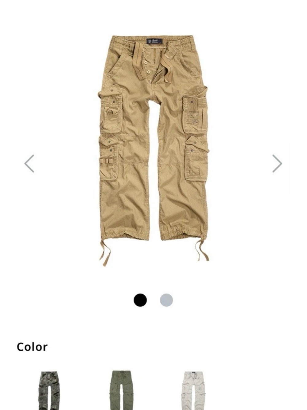 Brandit cargo pants button fly